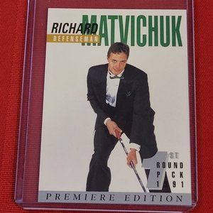 1991 FRENCH PREMIERE EDITION, RICHARD MATVICHUK 1'ST. ROUND DRAFT PICK CARD!!!